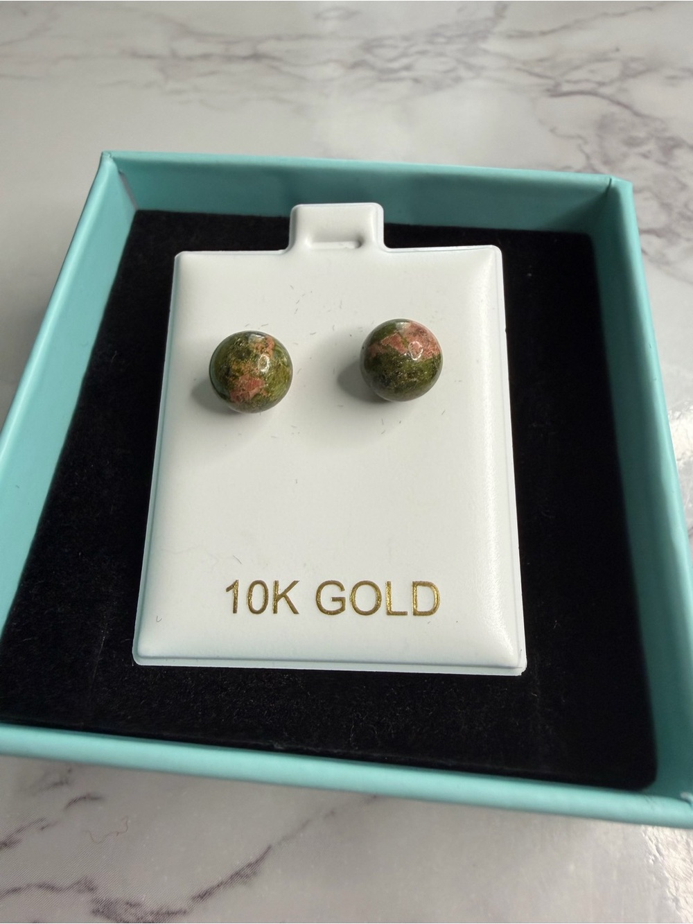 10k Real Gold Unakite Earrings
